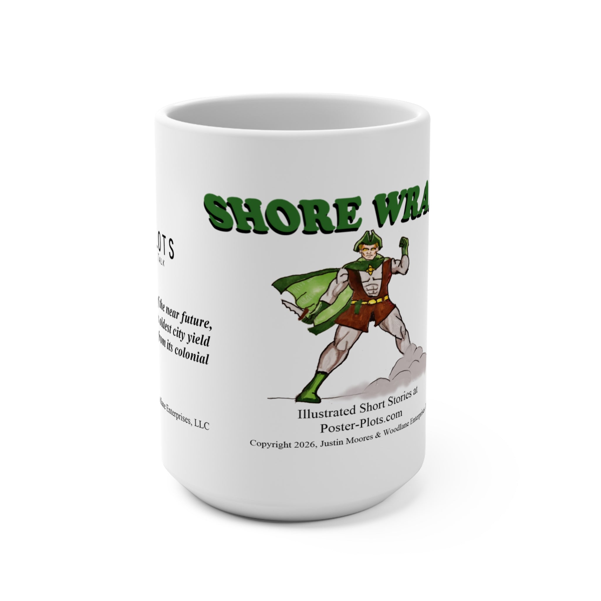 "Shore Wraith" 15oz Coffee Mug with Simple Character Design