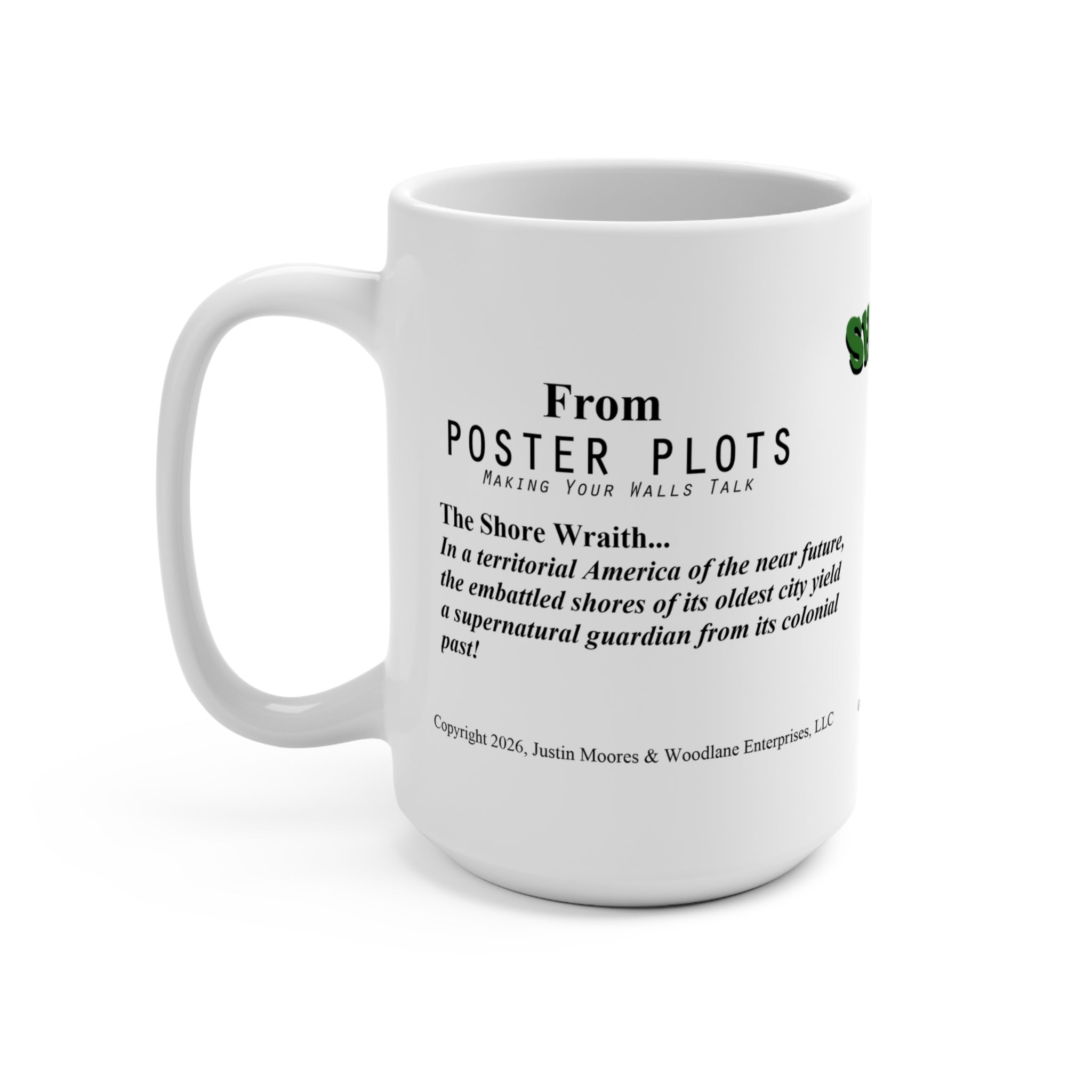 "Shore Wraith" 15oz Coffee Mug with Simple Character Design